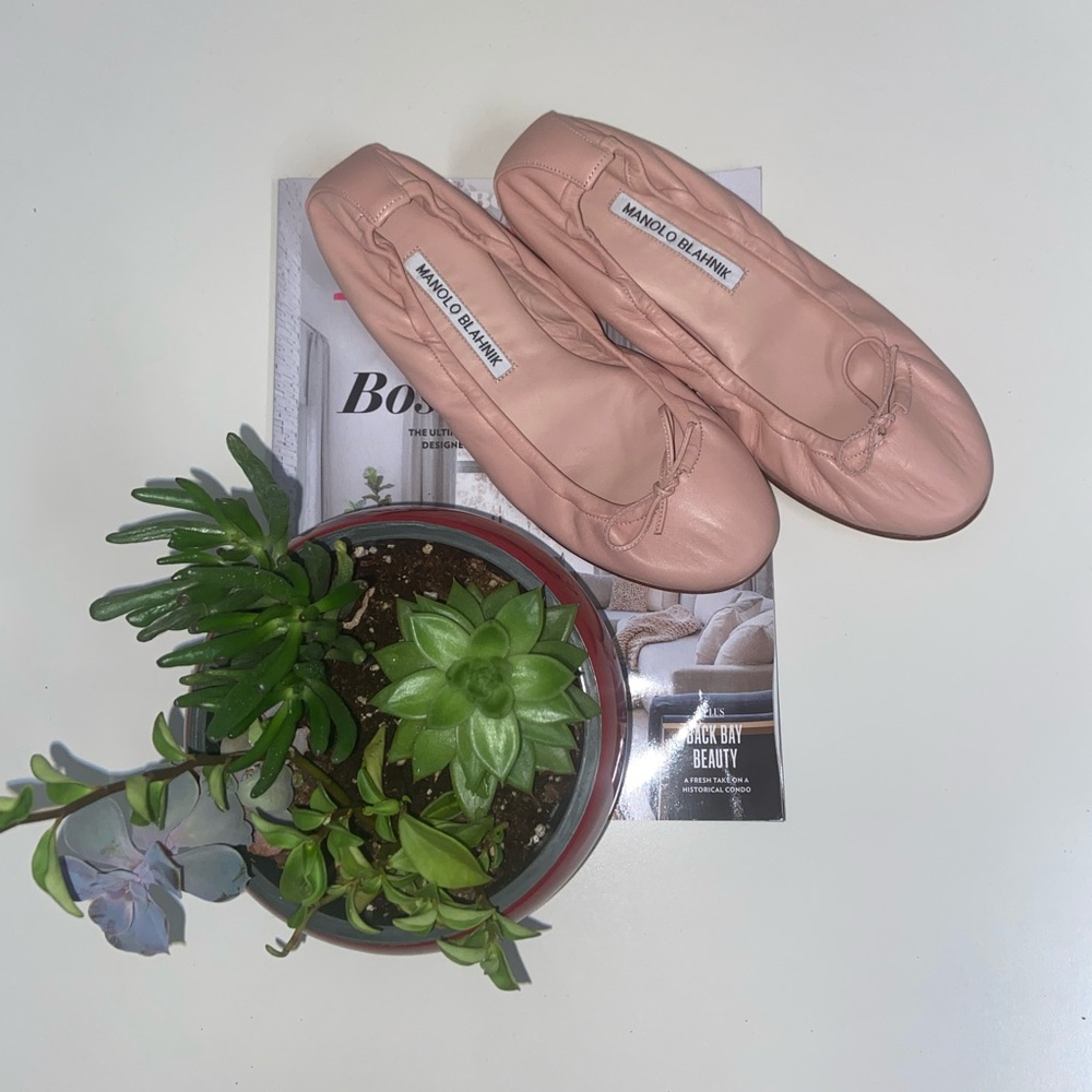 Manolo Blahnik Tobaly Blush Pink Flats